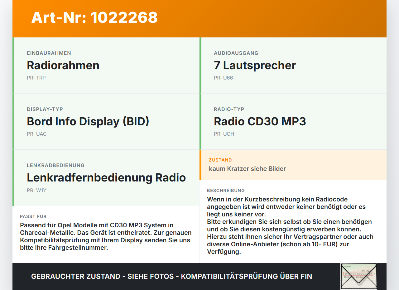 Opel Zafira B 05-11 Navigation Autoradio CD-Radio CD 30 MP3 Navi Delphi Grundig Entheiratet Opel Zafira B 05-11... Vorschau 3