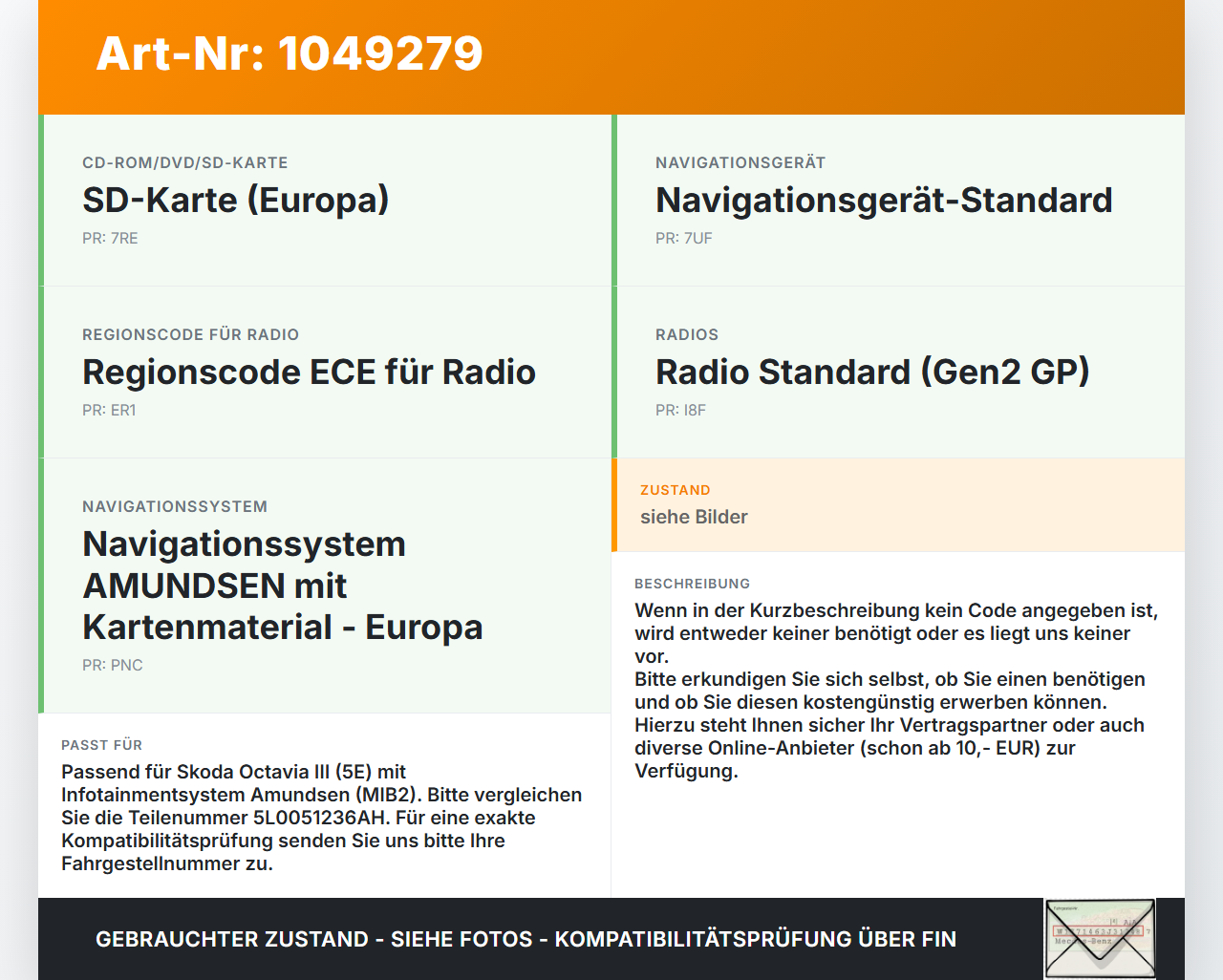Skoda Octavia III 5E 12-17 SD Karte Navigation Europa 1 Skoda Octavia III 5E 12-17 04.12.2018 5L0051236AH gebraucht Vorschau 3