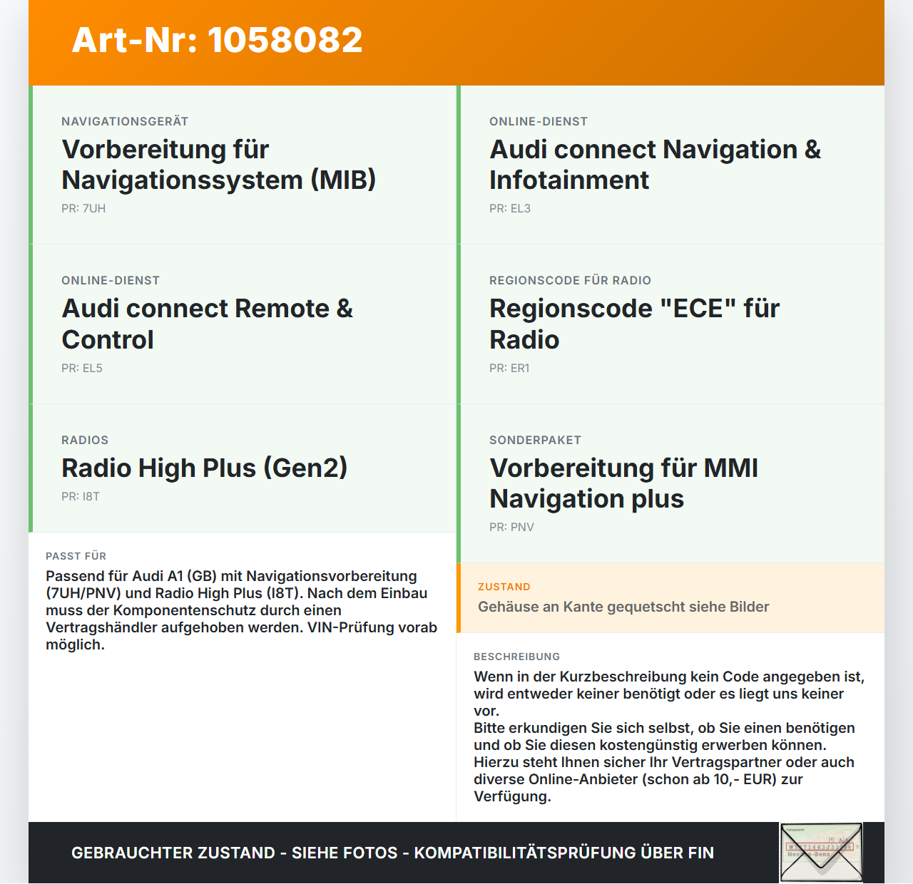 Audi A1 Sportback 18-24 Navigationssystem Navi Audi A1 Sportback 18-24 29.03.2019 83A035063C 83A035063 gebraucht Vorschau 3