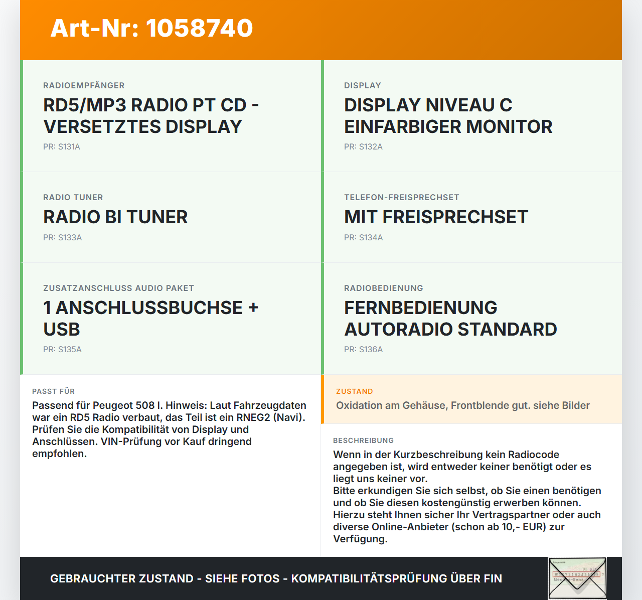 Peugeot 508 I 8D 10-14 Autoradio CD-Radio Navi MM-BTEL RNEG2 CEM00 Peugeot 508 I 8D 10-14 20.11.2012 PSA-RD550-0B... Vorschau 3