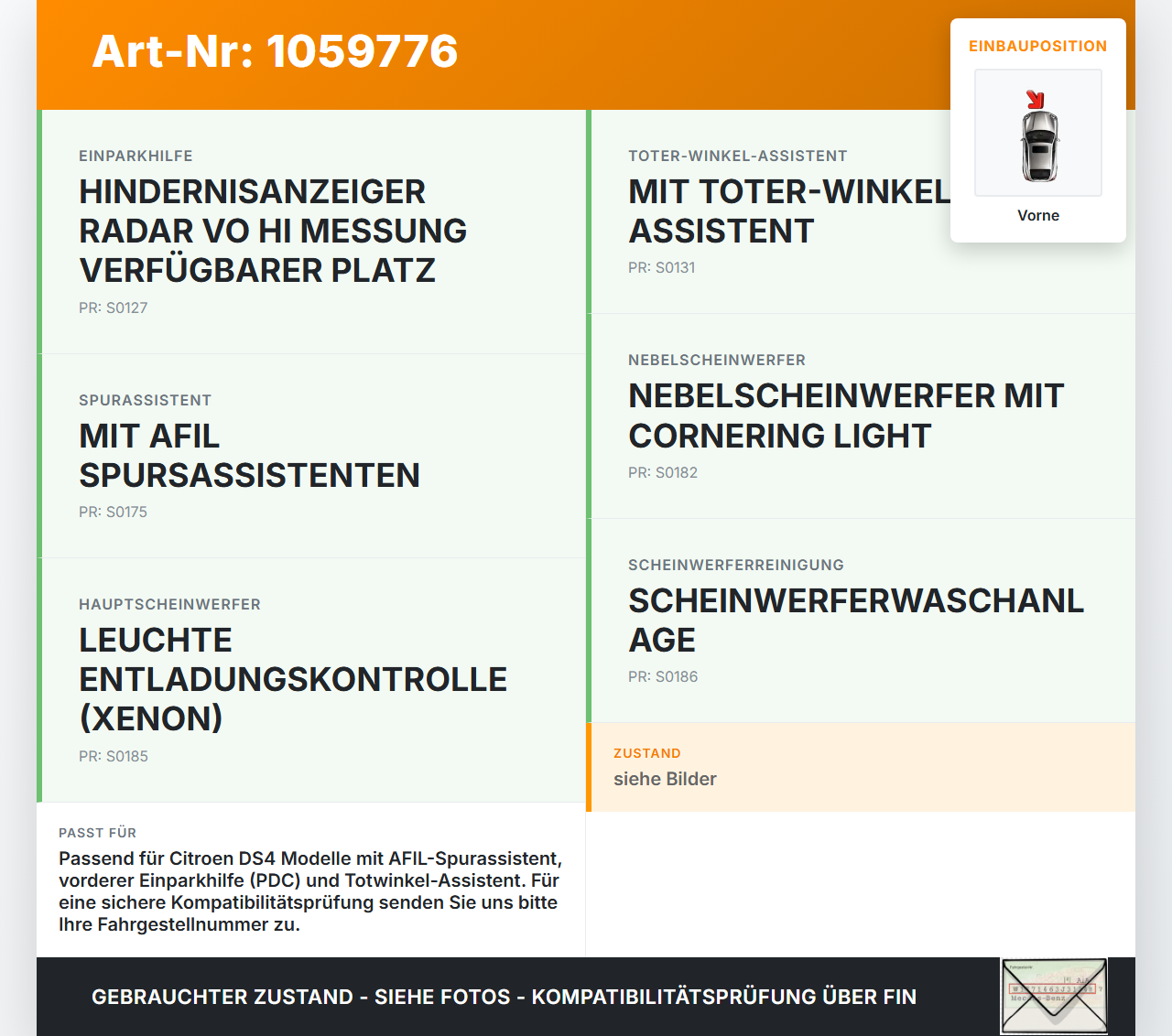 Citroen DS4 NX 11-15 Kabelbaum für Stoßstange AFIL Vorne Citroen DS4 NX 11-15 20.05.2011 9674821380 gebraucht Vorschau 3