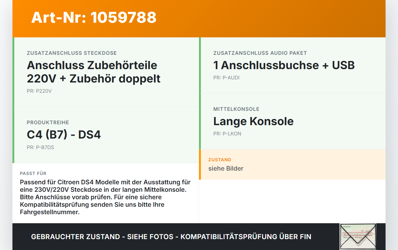 Citroen DS4 NX 11-15 Inverter Wechselrichter Steckdose 12V DC zu 230V AC Citroen DS4 NX 11-15 20.05.2011 9688692880... Vorschau 3