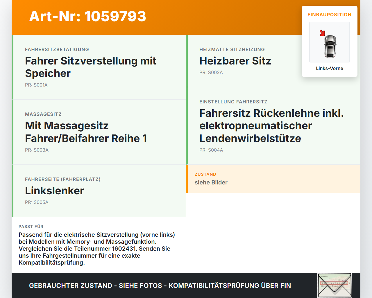 Citroen DS4 NX 11-15 Sensor für Antrieb Sitz Verstellung Links Vorne Citroen DS4 NX 11-15 20.05.2011 1602431... Vorschau 3