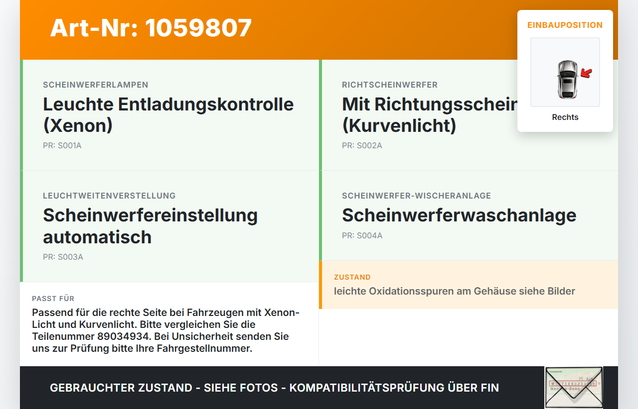 Citroen DS4 NX 11-15 Xenon Steuergerät Vorschaltgerät Ballast Rechts Citroen DS4 NX 11-15 20.05.2011 89034934 gebraucht Vorschau 3