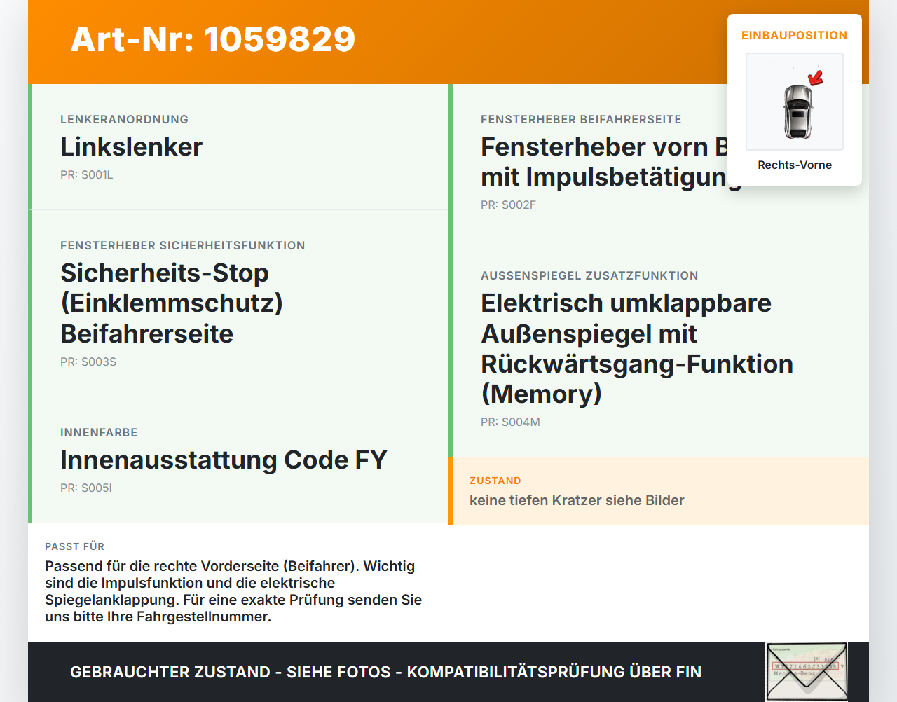 Citroen DS4 NX 11-15 Fensterheberschalter Schalter Rechts Vorne Citroen DS4 NX 11-15 20.05.2011 96657056ZD... Vorschau 3
