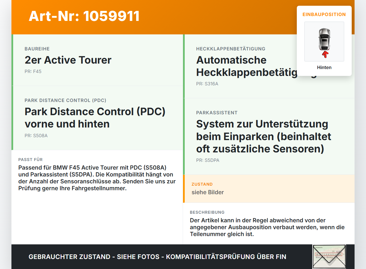 BMW 218i F45 14-18 PDC Einparkhilfe Leitungssatz Kabelbaum Hinten BMW 218i F45 14-18 17.07.2017 4G5971085 gebraucht Vorschau 3