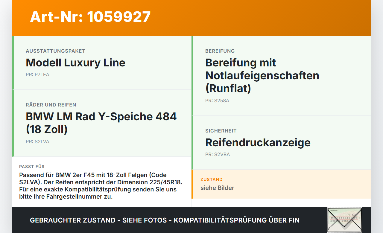 BMW 218i F45 14-18 1,5 100KW 1x Ganzjahresreifen Michelin CrossClimate 225/45R18 95Y BMW 218i F45 14-18 17.07.2017... Vorschau 3