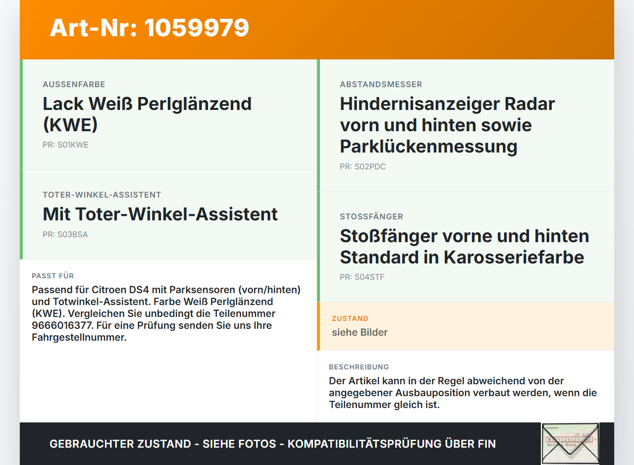 Citroen DS4 NX 11-15 Abstands Sensor Parksensor PDC Pos.LH3 KWE Citroen DS4 NX 11-15 20.05.2011 9666016377... Vorschau 3
