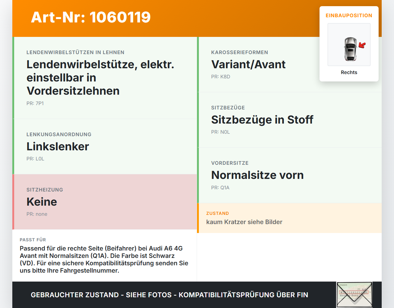 Audi A6 4G 11-14 Kombi Ablagefach Staufach Schublade für Sitz Rechts Audi A6 4G 11-14 11.04.2012 gebraucht Vorschau 3