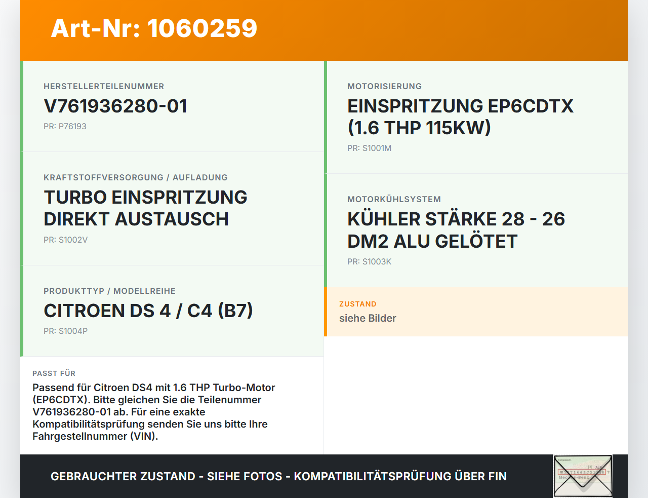 Citroen DS4 NX 11-15 1,6 115KW Zusatzwasserpumpe Umwälzpumpe Citroen DS4 NX 11-15 20.05.2011 V761936280-01... Vorschau 3