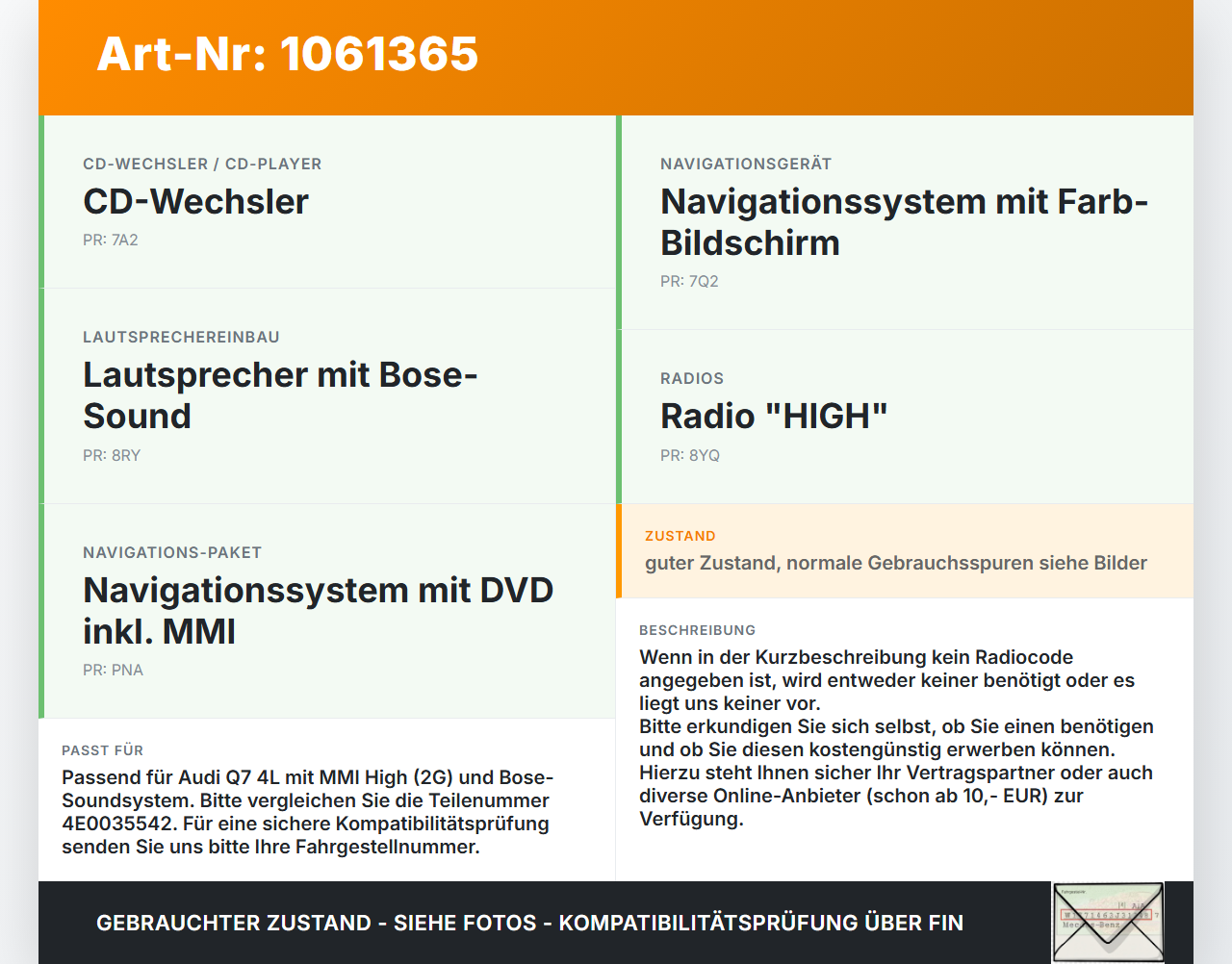 Audi Q7 4L 05-09 Autoradio Empfänger BE6388 K-Box 074JTB Audi Q7 4L 05-09 26.06.2007 a4E0035542 4E0035541S... Vorschau 3