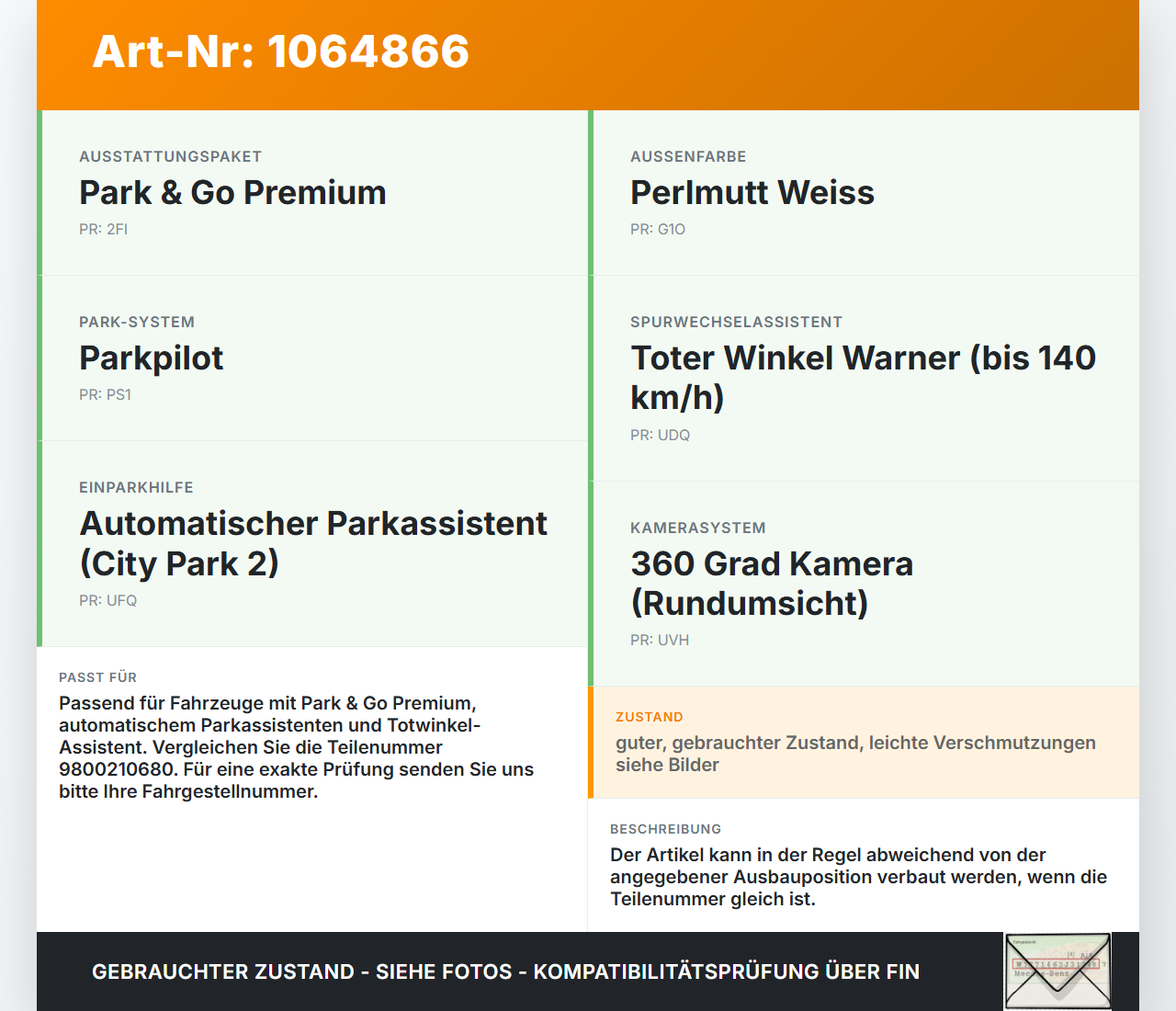 Opel Grandland I 17-21 Abstands Sensor Parksensor PDC VB1 G1O Opel Grandland I 17-21 29.03.2018 9800210680... Vorschau 3