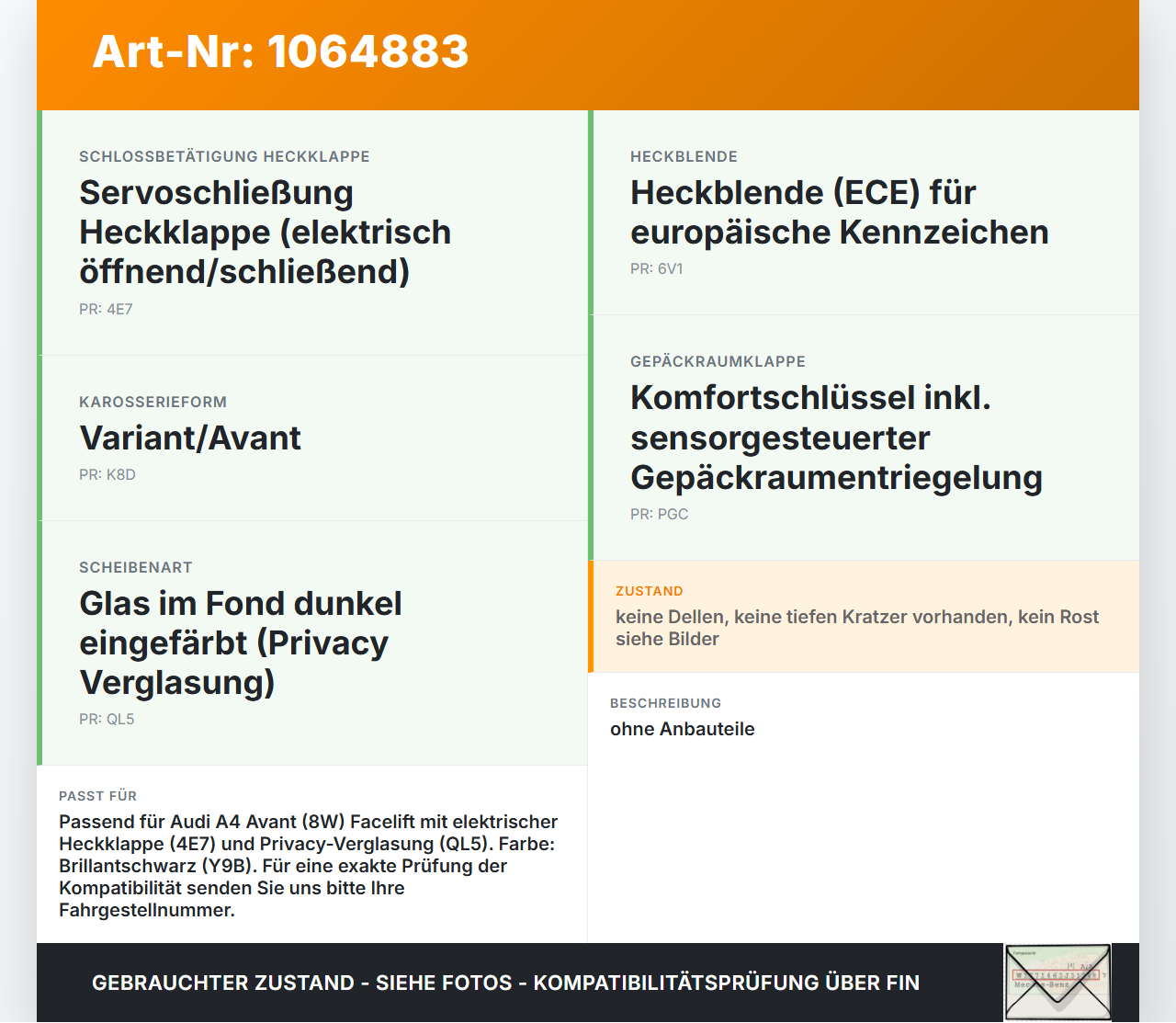 Audi A4 8W 19-24 Kombi Heckklappe Kofferraumdeckel Heckdeckel mit Scheibe LY9B Audi A4 8W 19-24 27.01.2020... Vorschau 3