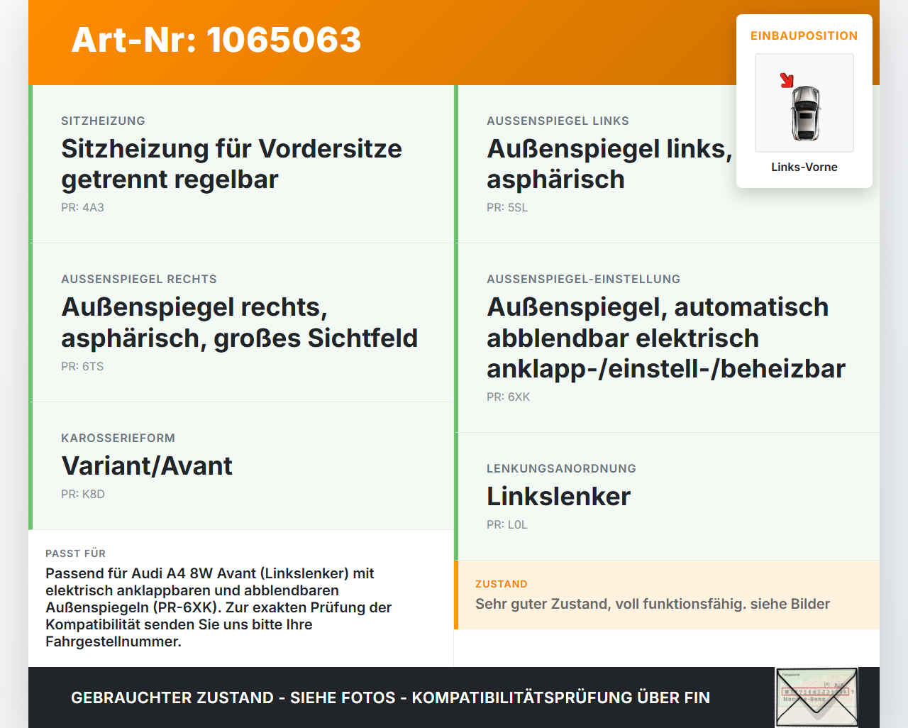 Audi A4 8W 19-24 Spiegelverstellung Aussenspiegel Schalter Links Vorne Audi A4 8W 19-24 27.01.2020 4M0959565Q... Vorschau 3