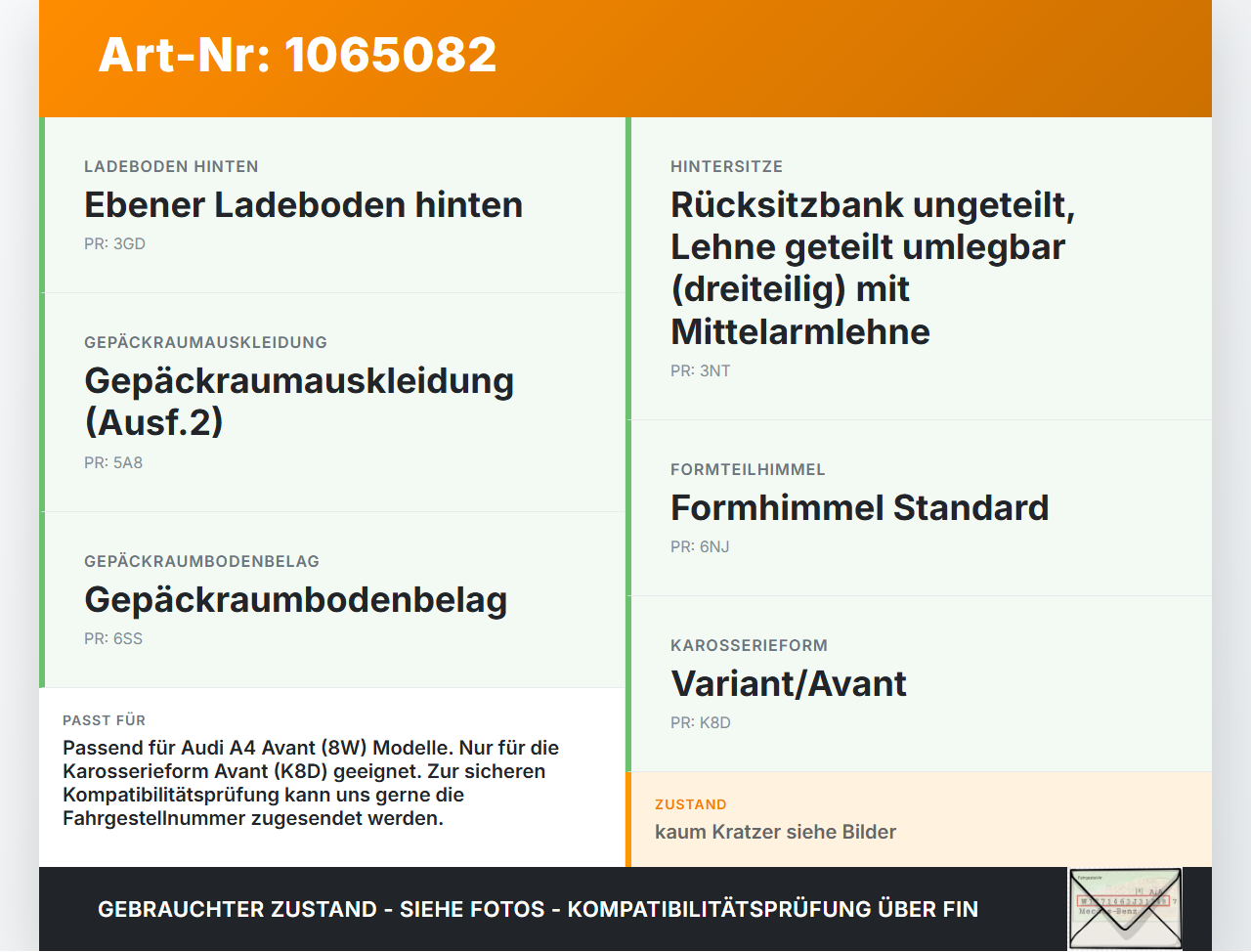 Audi A4 8W 19-24 Kombi Laderaum Trennnetz Gepäcknetz Audi A4 8W 19-24 27.01.2020 8W9861691A 8W9861691A6PS gebraucht Vorschau 3
