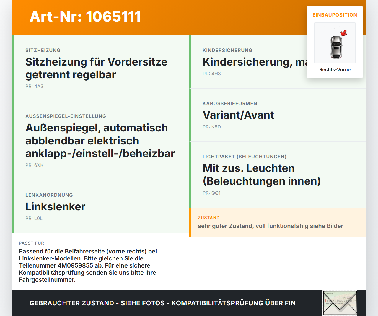 Audi A4 8W 19-24 Kombi Fensterheberschalter Schalter Rechts Vorne Audi A4 8W 19-24 27.01.2020 4M0959855 gebraucht Vorschau 3