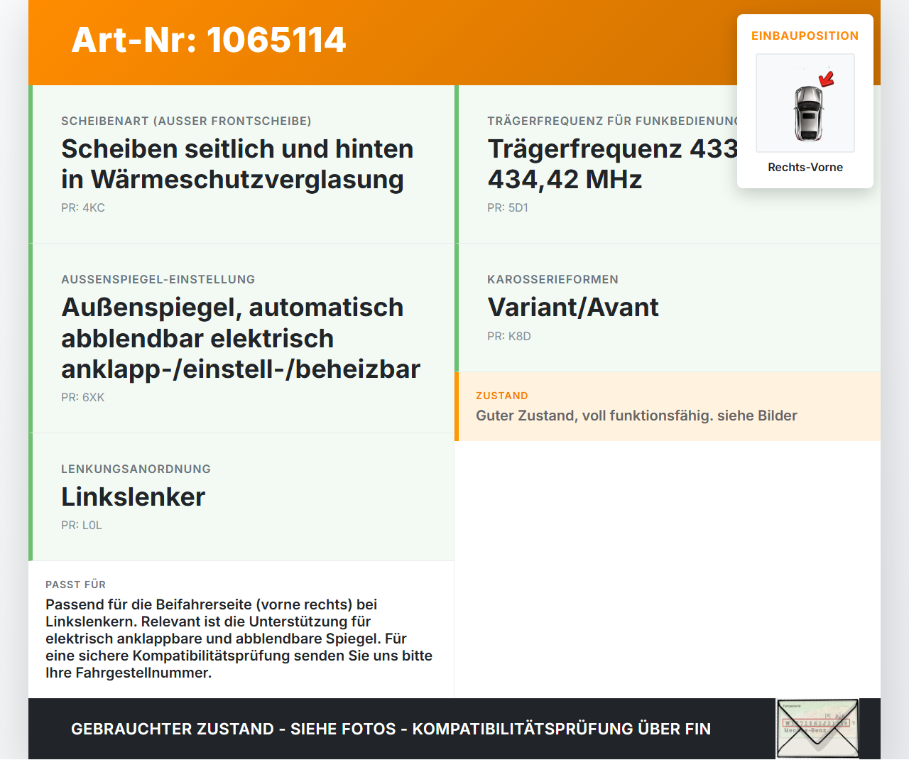 Audi A4 8W 19-24 Kombi Fensterhebermotor Rechts Vorne Audi A4 8W 19-24 27.01.2020 8W0959802 gebraucht Vorschau 3