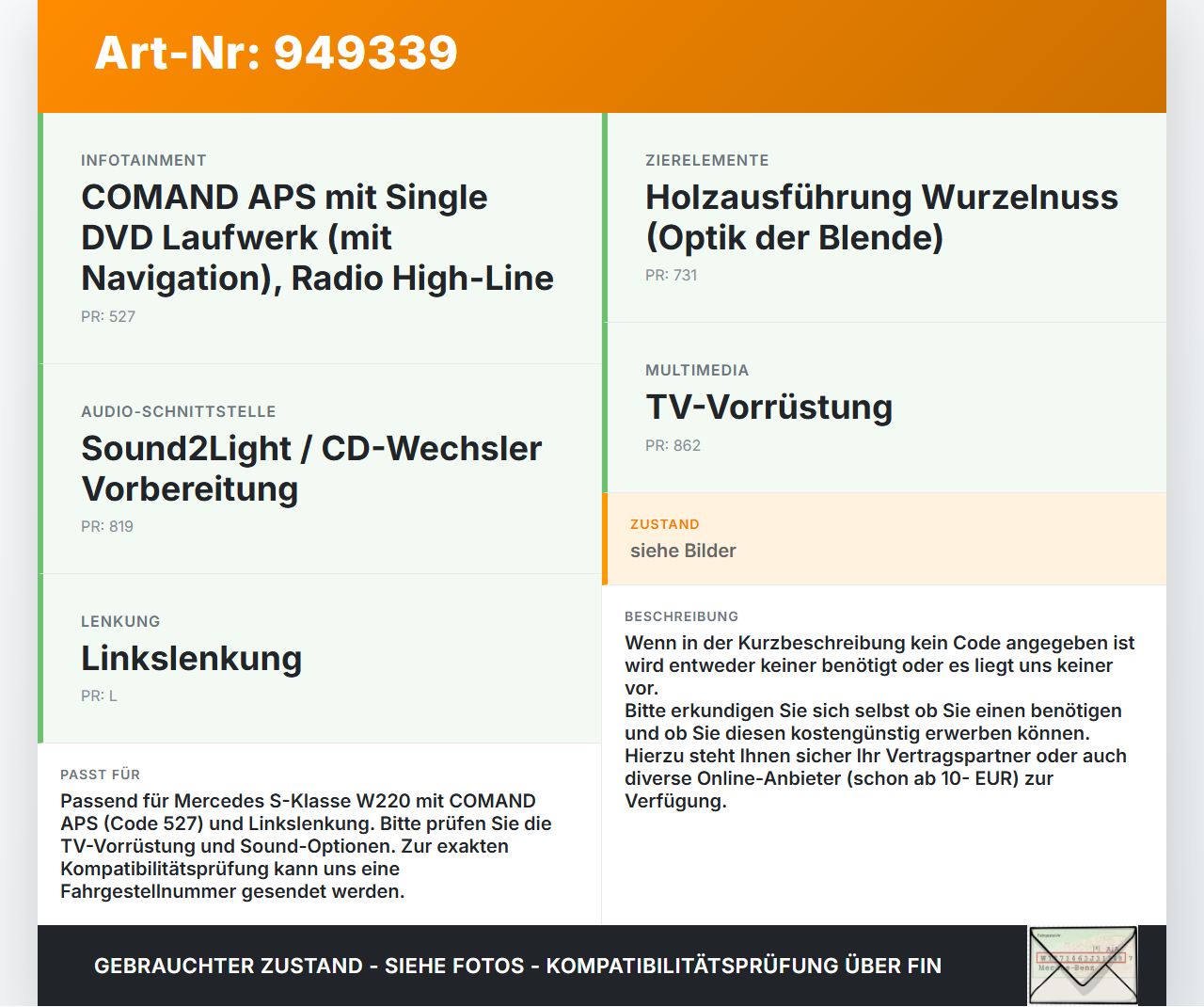 Mercedes S-Kl. W220 S350 02-05 Navigationssystem Navi Command 220-E Headunit Mercedes S-Kl. W220 S350 02-05... Vorschau 3
