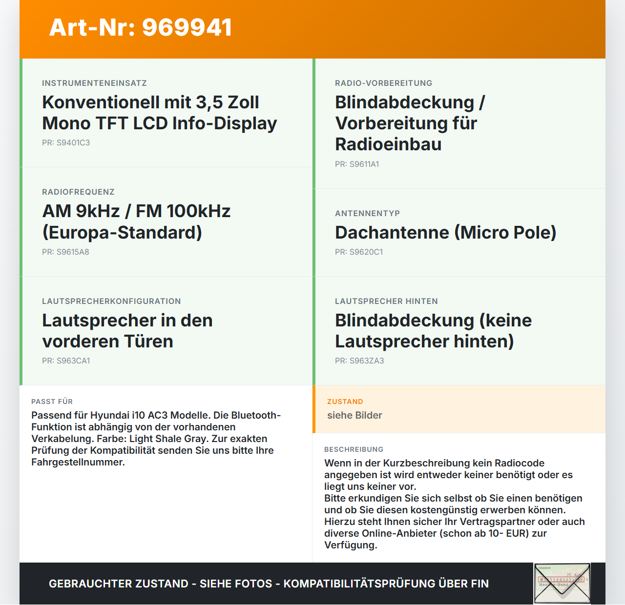 Hyundai I10 AC3 III 19-23 Bedienteil Bedienelement Radio Autoradio Bluetooth Fähig Hyundai I10 AC3 III 19-23... Vorschau 3