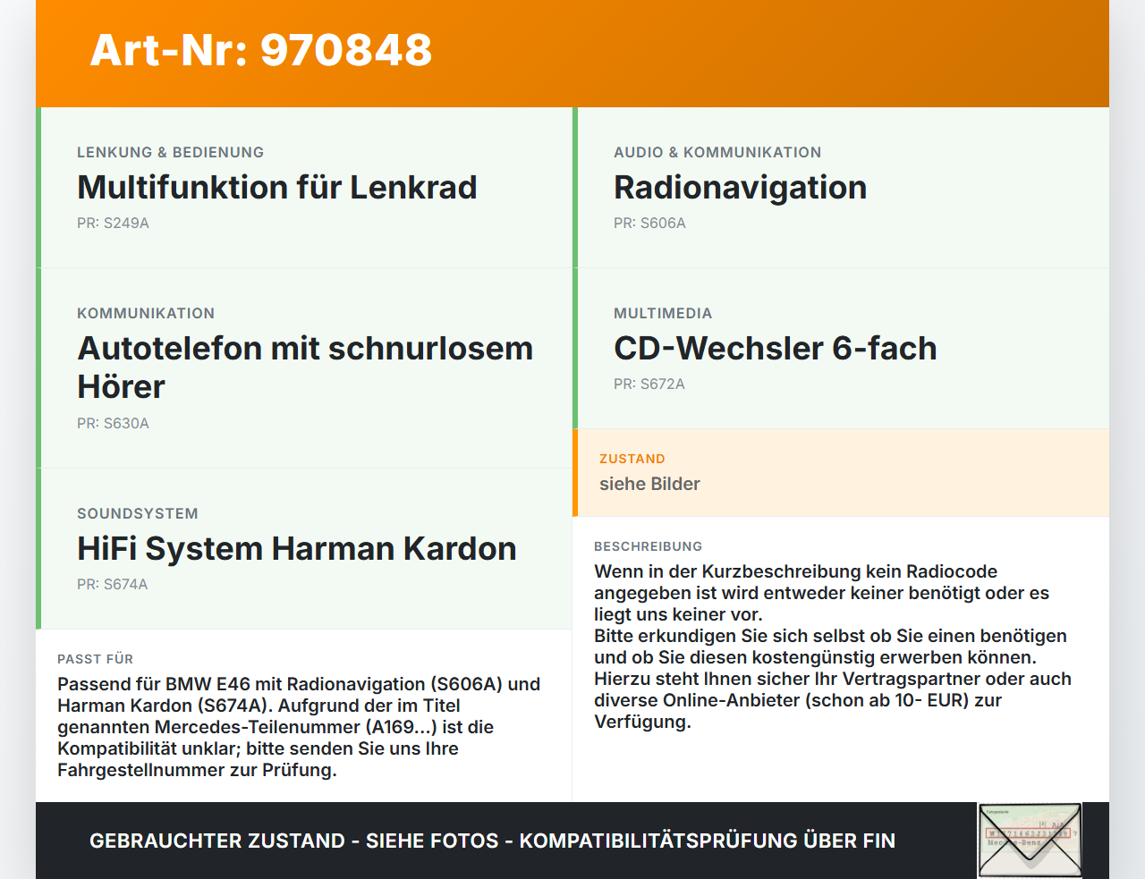 BMW E46 325XI LCI 03-06 Autoradio CD-Radio Audio 5 BMW E46 325XI LCI 03-06 01.02.2002 A1698200786 gebraucht Vorschau 3
