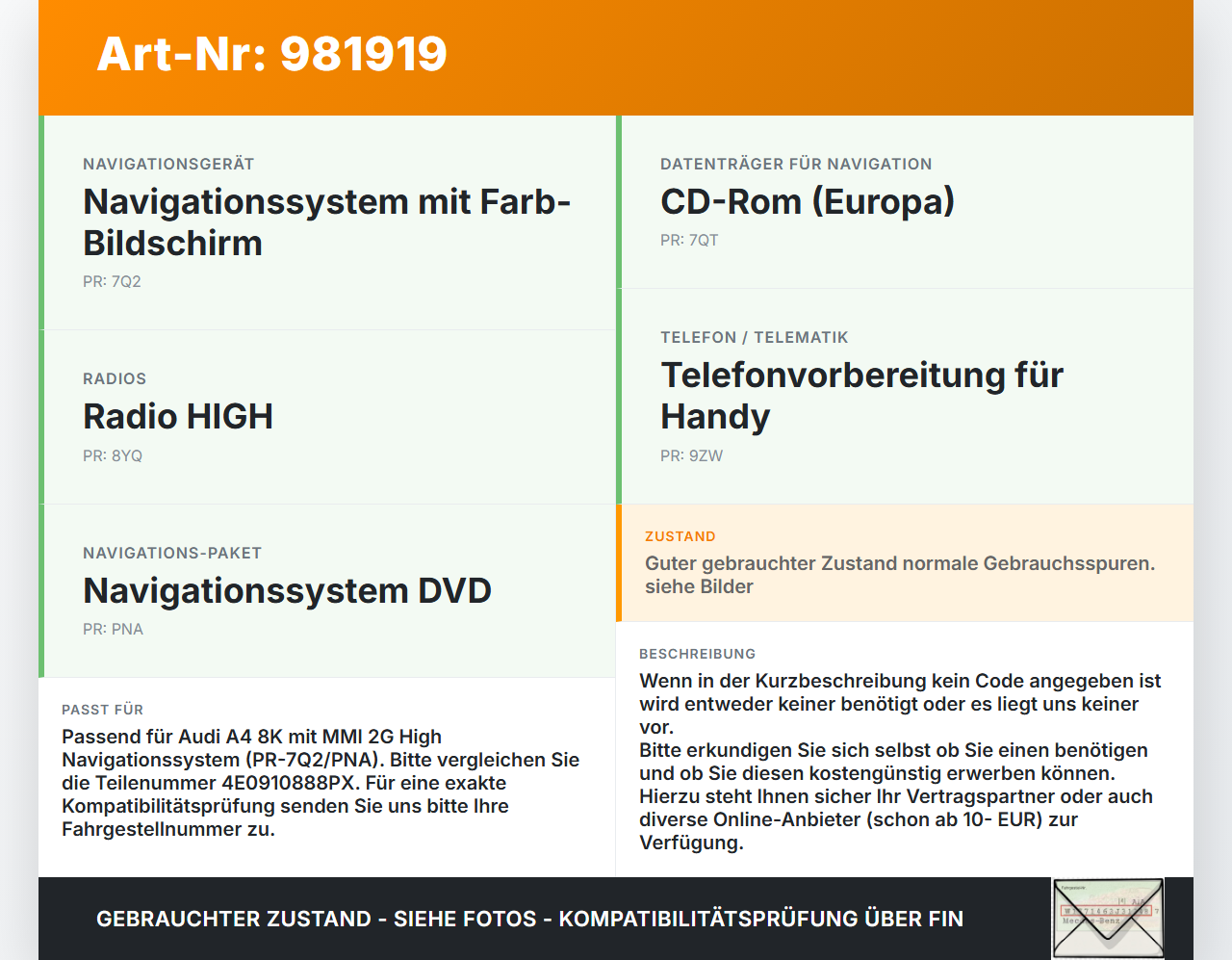 Audi A4 8K B8 07-11 Navigation DVD Laufwerk Player Rechner Audi A4 8K B8 07-11 11.11.2008 4E0910888PX 4E0919887C... Vorschau 3