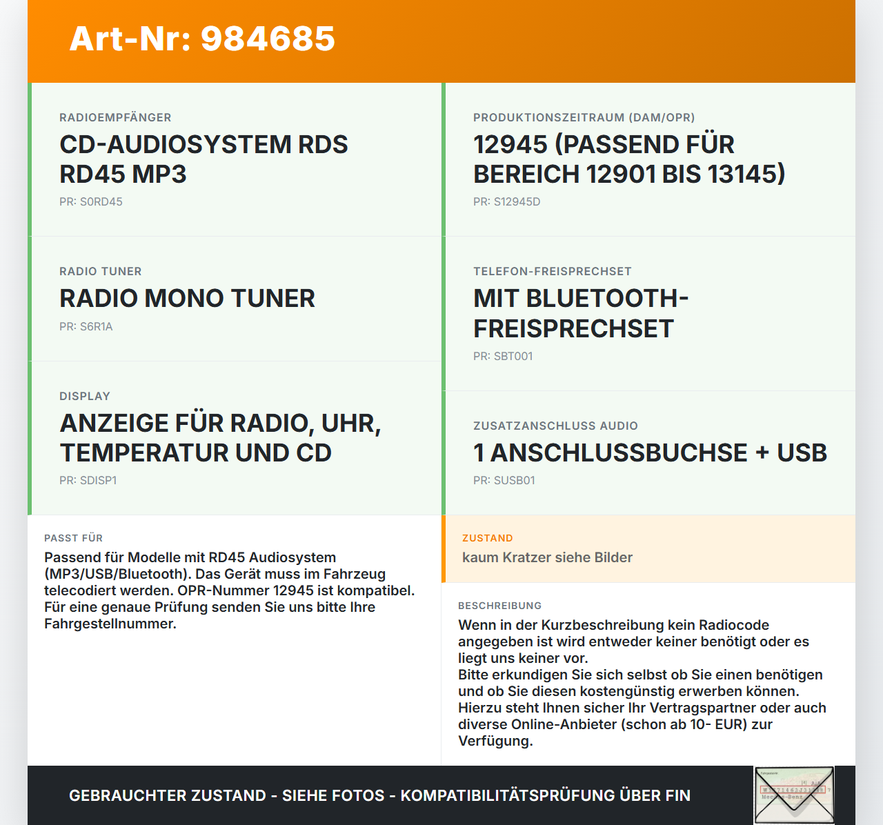 Citroen C3 Picasso 09-13 Autoradio CD Radio Player Citroen C3 Picasso 09-13 29.05.2012 16089059XT 98016070XT... Vorschau 3