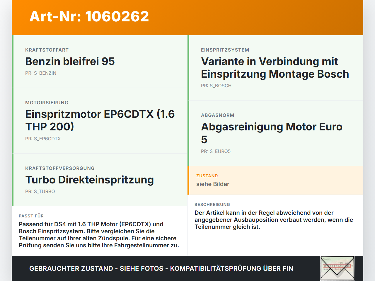 Citroen DS4 NX 11-15 1,6 115KW Zündspule Pos.4 Citroen DS4 NX 11-15 20.05.2011 gebraucht Vorschau 3