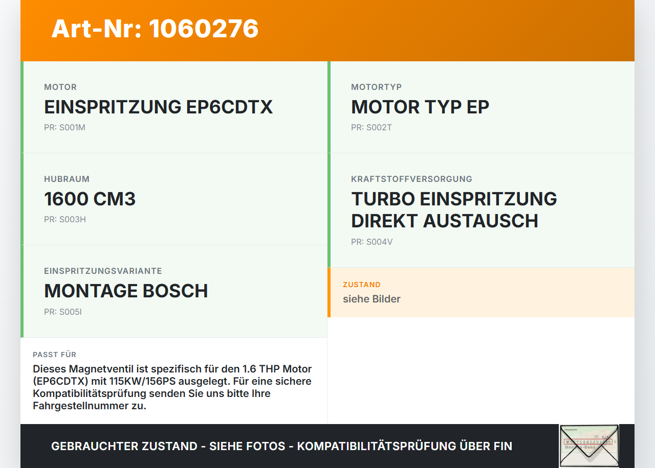 Citroen DS4 NX 11-15 1,6 115KW EP6CDTX Magnetventil Nockenwellenverstellung Citroen DS4 NX 11-15 20.05.2011 gebraucht Vorschau 3