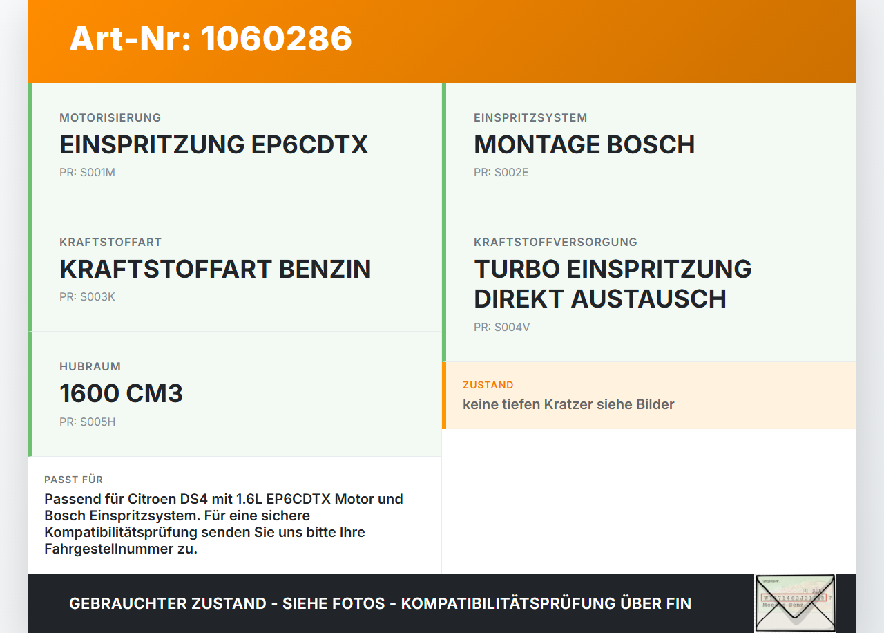 Citroen DS4 NX 11-15 1,6 115KW Hochdruck Leitung Kraftstoffleitung Citroen DS4 NX 11-15 20.05.2011 gebraucht Vorschau 3
