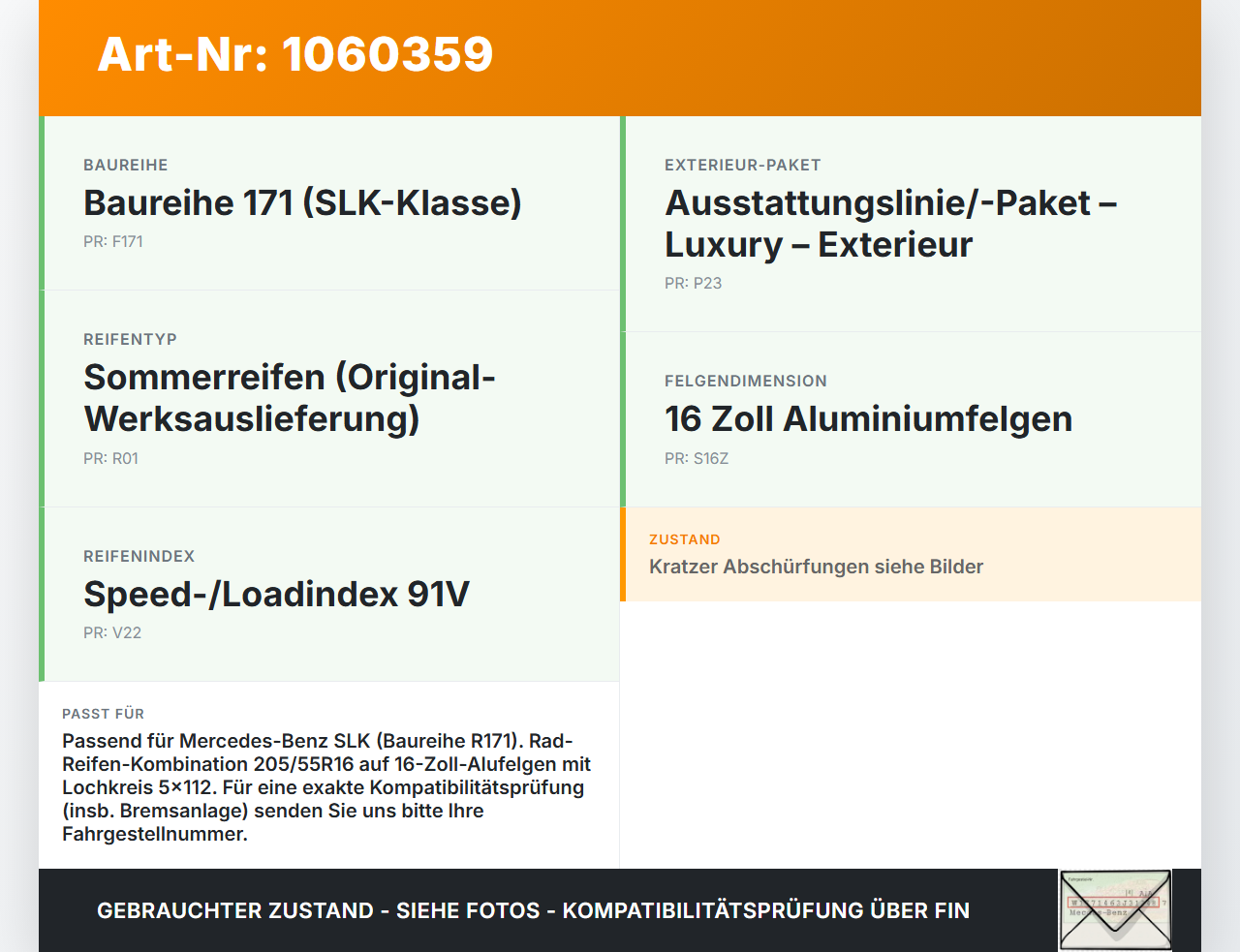 Mercedes SLK R171 04-08 4 x Kompletträder Aluminiumfelge Winterreifen 205/55R16 5X112 Mercedes SLK R171 04-08... Vorschau 3