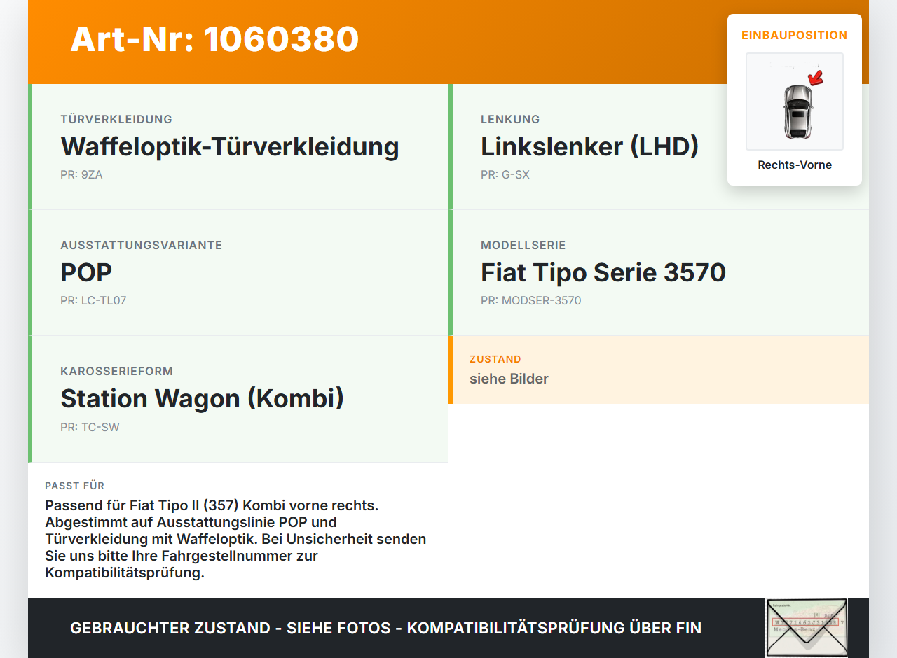 Fiat Tipo II 357 16-20 Lautsprecher Rechts Vorne Fiat Tipo II 357 16-20 26.11.2018  518936020 90016442204 gebraucht Vorschau 3
