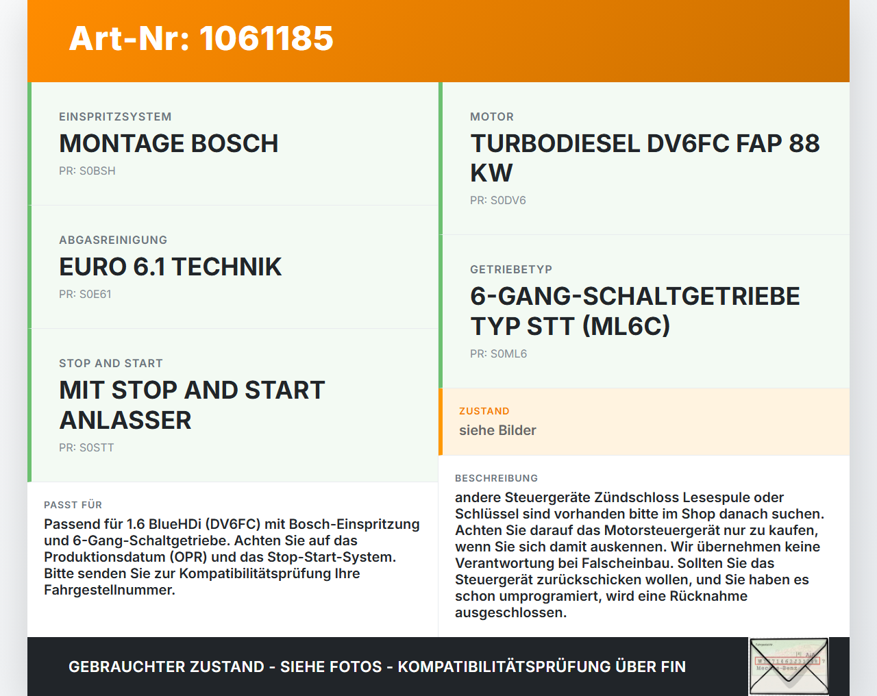 Peugeot 308 SW II 13-17 HDI 1,6 88KW Steuergerät ECU für Motor Motorsteuergerät Peugeot 308 SW II 13-17 27.10.2015... Vorschau 3