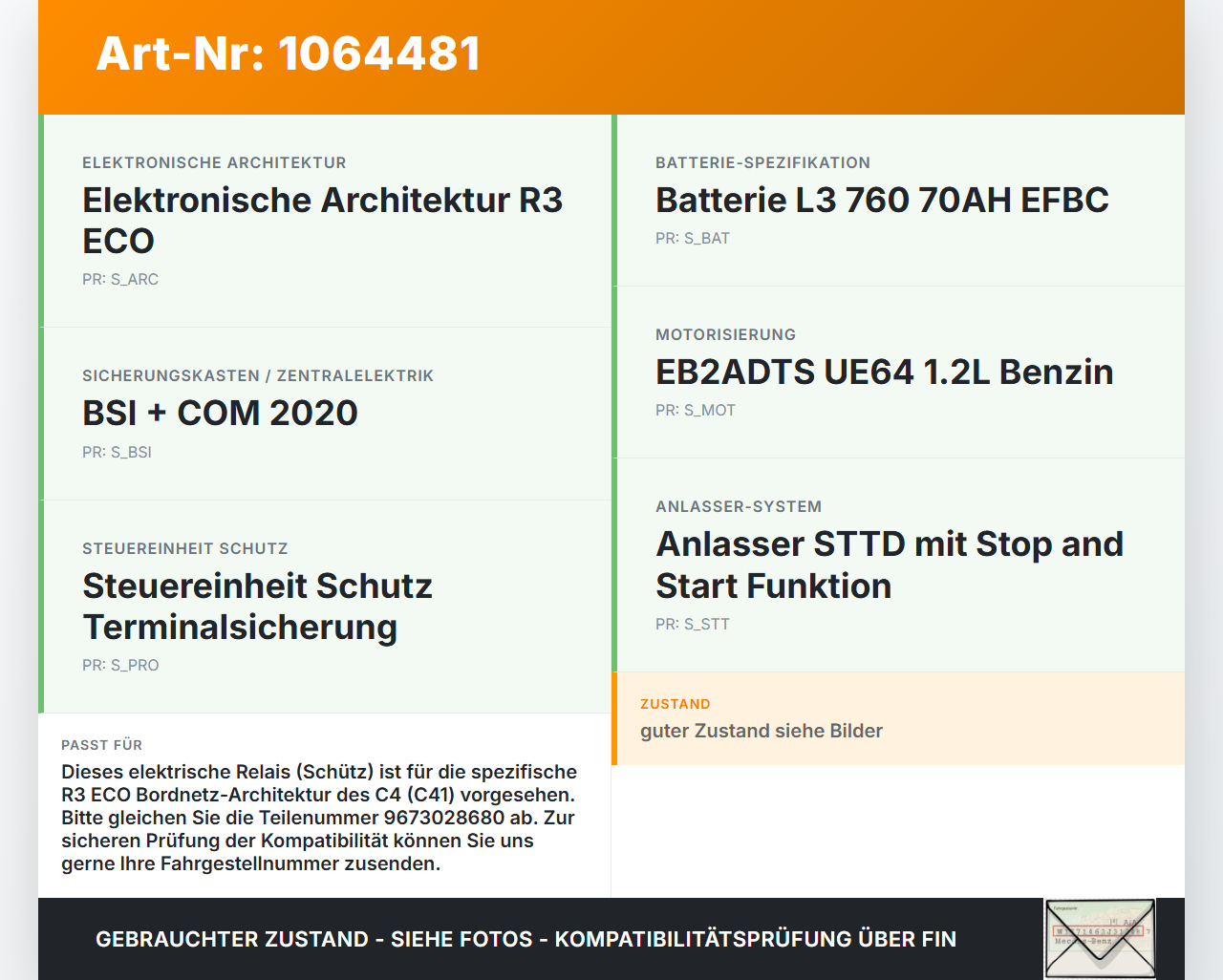 Citroen C4 III 20-24 Relais Citroen C4 III 20-24 26.09.2024 9673028680 9673028680 V23136-J4-X105 gebraucht Vorschau 3