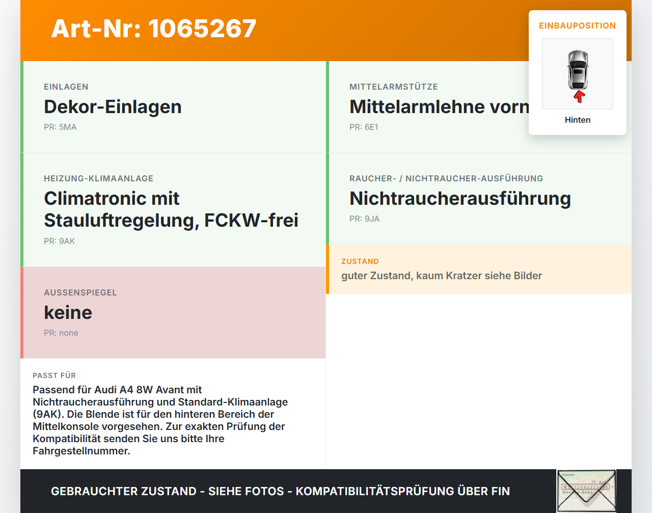 Audi A4 8W 19-24 Kombi Blende Innen Ablage für Mittelkonsole Hinten Audi A4 8W 19-24 27.01.2020 8W0864376 8W0863300... Vorschau 3