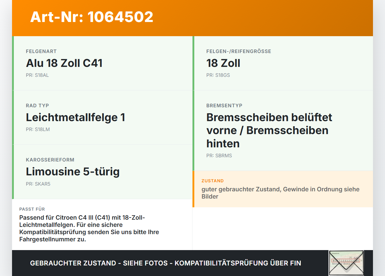 Citroen C4 III 20-24 Satz Radschrauben Schraube Radbolzen Citroen C4 III 20-24 26.09.2024 9817024580 gebraucht Vorschau 3