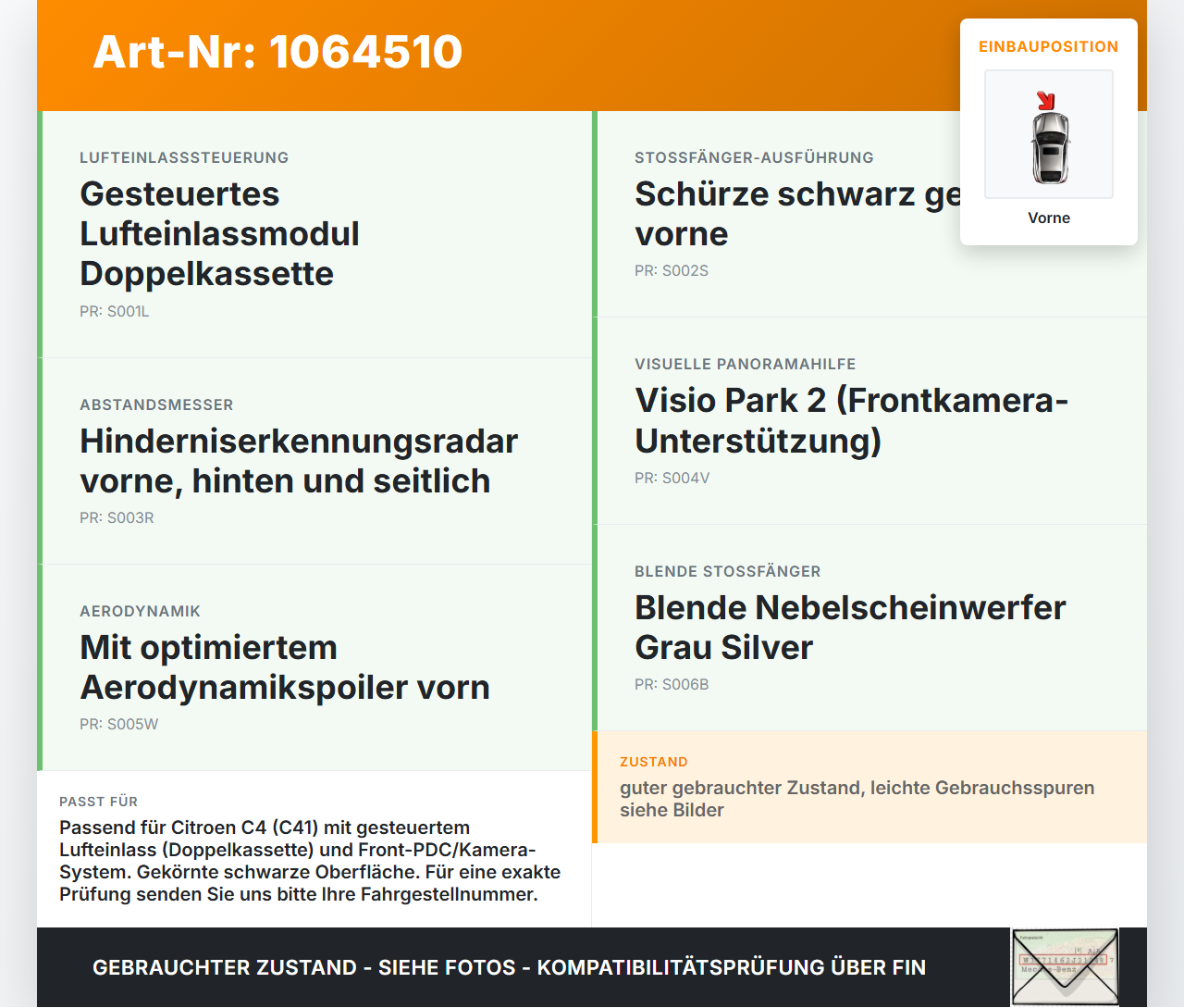Citroen C4 III 20-24 Lufteinlassgitter für Stoßstange Stoßfänger Vorne Mitte Citroen C4 III 20-24 26.09.2024... Vorschau 3
