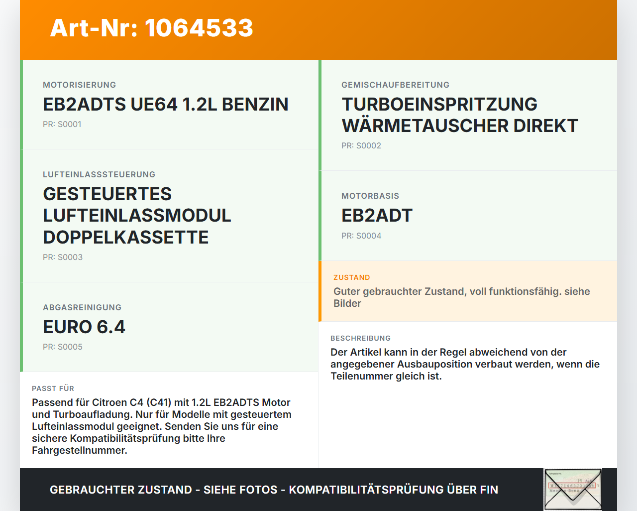 Citroen C4 III 20-24 1,2 74KW Ansaugrohr Ladeluftschlauch Luftschlauch Pos.1 Citroen C4 III 20-24 26.09.2024... Vorschau 3