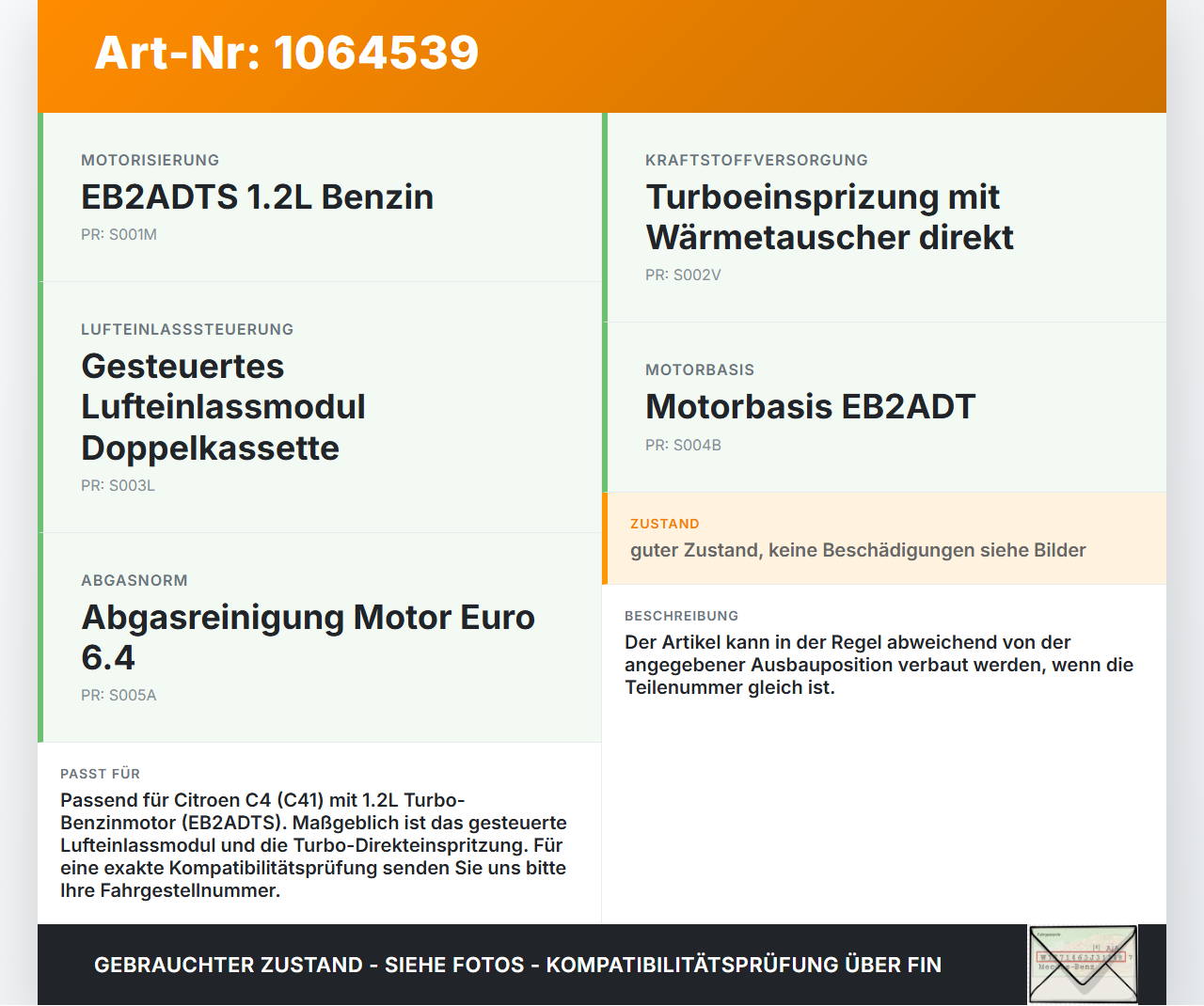 Citroen C4 III 20-24 1,2 74KW Ansaugrohr Ladeluftschlauch Luftschlauch Pos.1 Citroen C4 III 20-24 26.09.2024... Vorschau 3