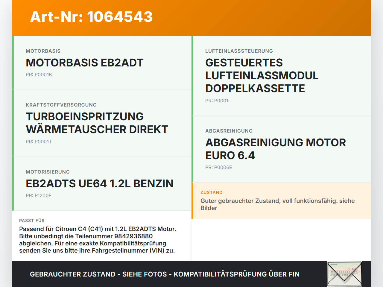 Citroen C4 III 20-24 1,2 74KW EB2ADTS Drosselklappe Citroen C4 III 20-24 26.09.2024 9842936880 9842936880 gebraucht Vorschau 3