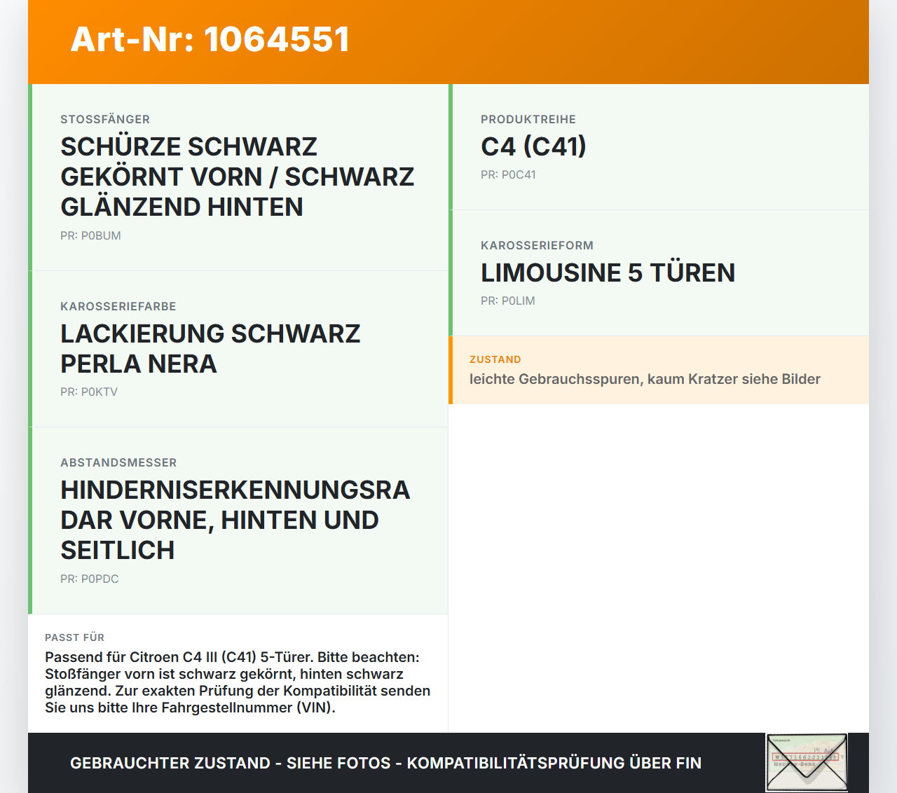 Citroen C4 III 20-24 SchräghLim Blende Aussen Abdeckung für Abschleppöse Citroen C4 III 20-24 26.09.2024 983477181T... Vorschau 3
