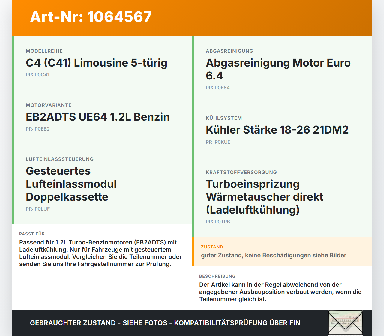 Citroen C4 III 20-24 1,2 74KW Ansaugrohr Ladeluftschlauch Luftschlauch Pos.1 Citroen C4 III 20-24 26.09.2024... Vorschau 3