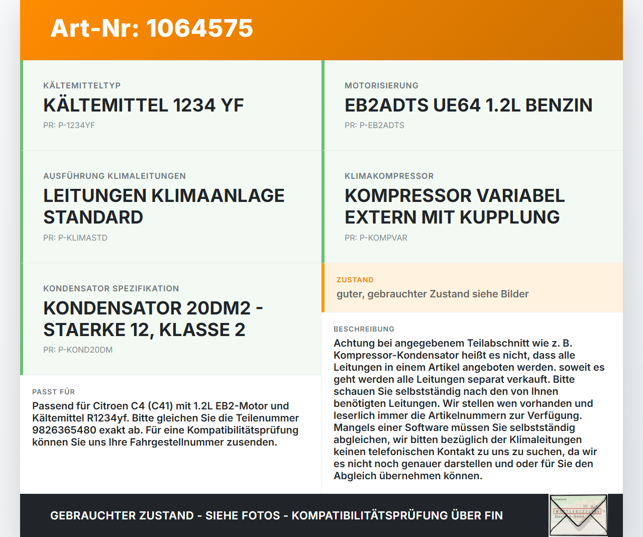 Citroen C4 III 20-24 1,2 74KW Klimaschlauch Klimaleitung Citroen C4 III 20-24 26.09.2024 9826365480 9826365480 gebraucht Vorschau 3