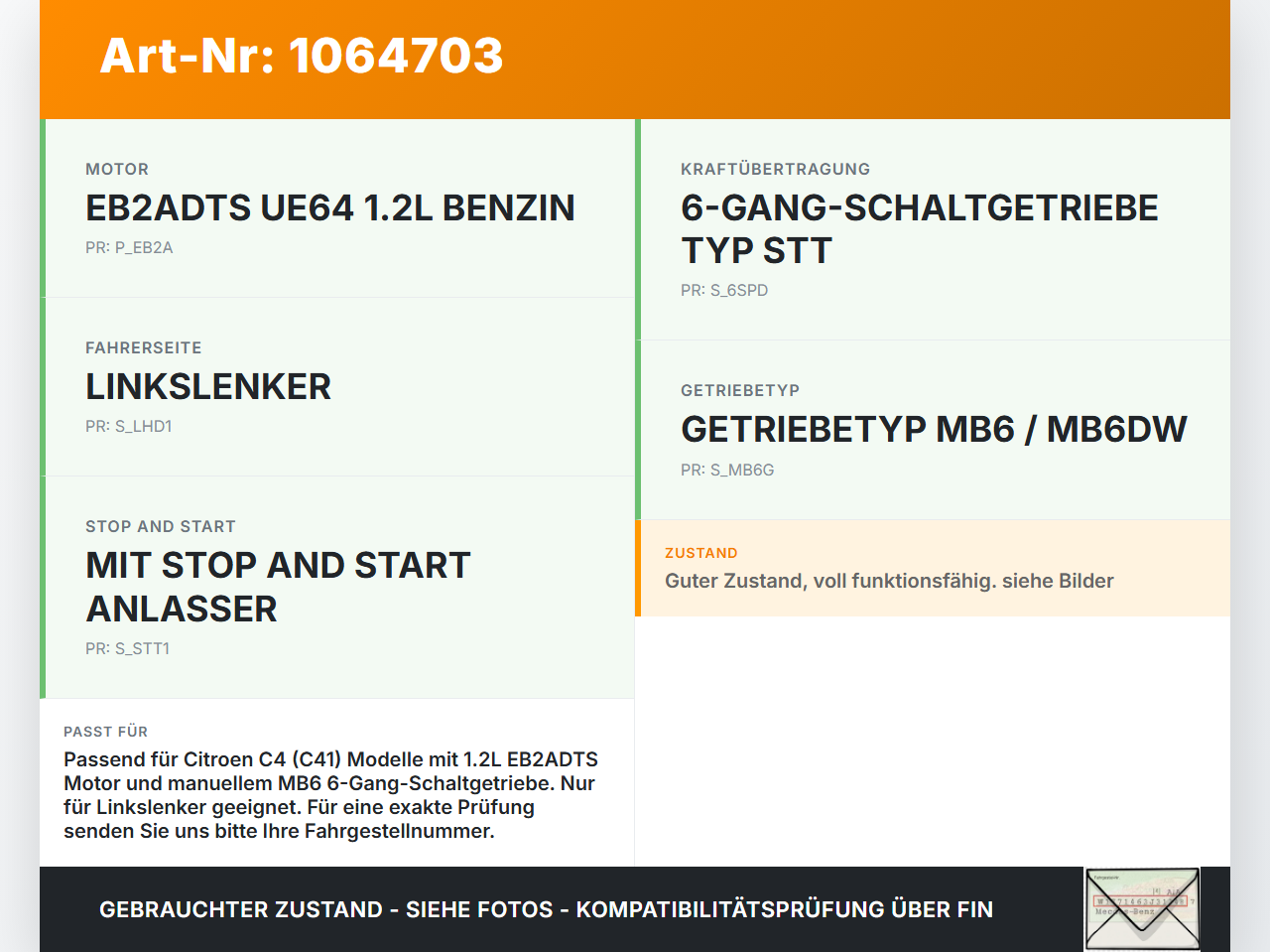 Citroen C4 III 20-24 1,2 74KW Kupplungszylinder Nehmer Nehmerzylinder Citroen C4 III 20-24 26.09.2024 9824245080... Vorschau 3