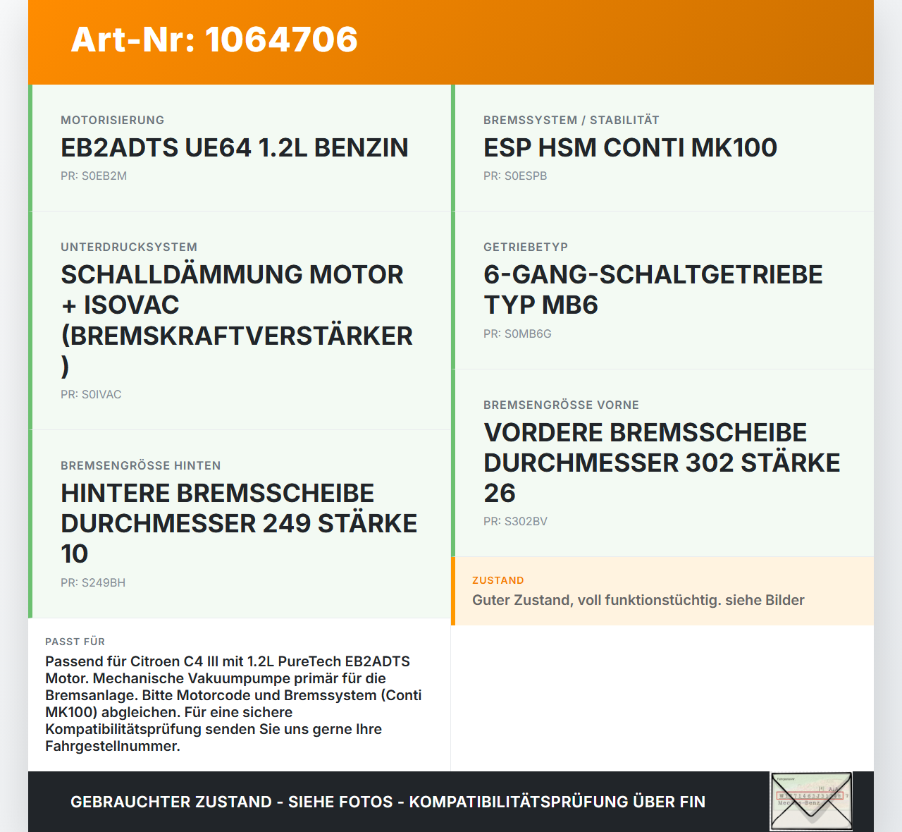 Citroen C4 III 20-24 1,2 74KW EB2ADTS Unterdruckpumpe Vakuumpumpe Citroen C4 III 20-24 26.09.2024 9812133880... Vorschau 3