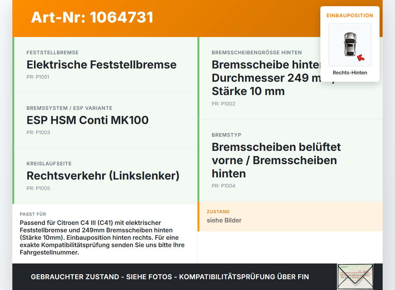 Citroen C4 III 20-24 1,2 74KW Stellmotor Parkbremse Bremssattel Hinten Rechts Citroen C4 III 20-24 26.09.2024... Vorschau 3