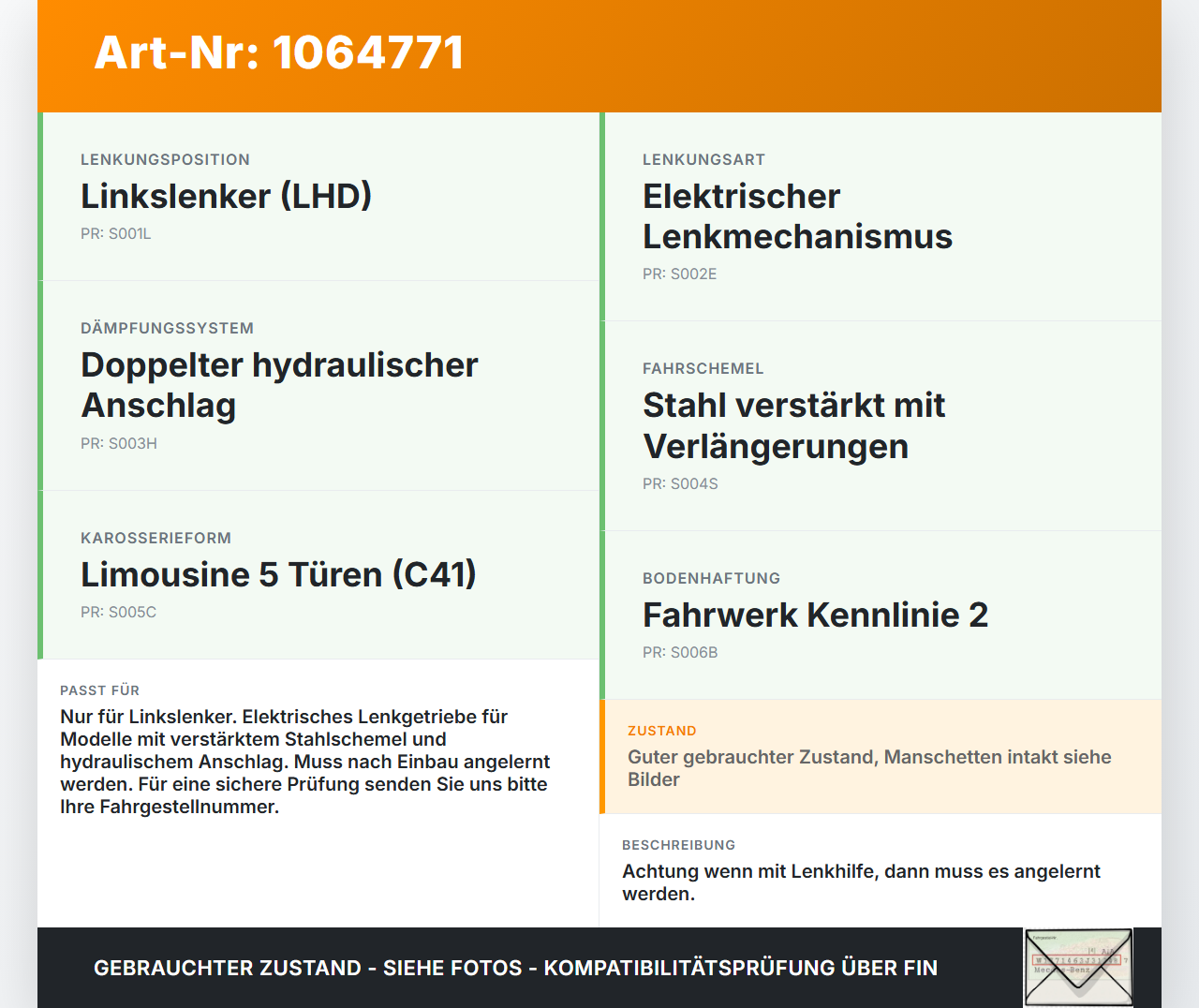 Citroen C4 III 20-24 Lenkgetriebe Servolenkung Citroen C4 III 20-24 26.09.2024 1693488880 6800018199-A E800018199-A... Vorschau 3