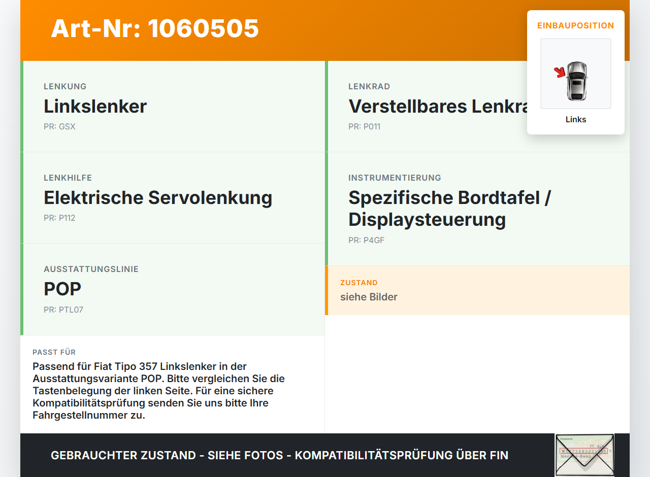 Fiat Tipo II 357 16-20 Lenkradschalter Multifunktionstasten Schalter für Lenkrad Links Fiat Tipo II 357 16-20... Vorschau 3
