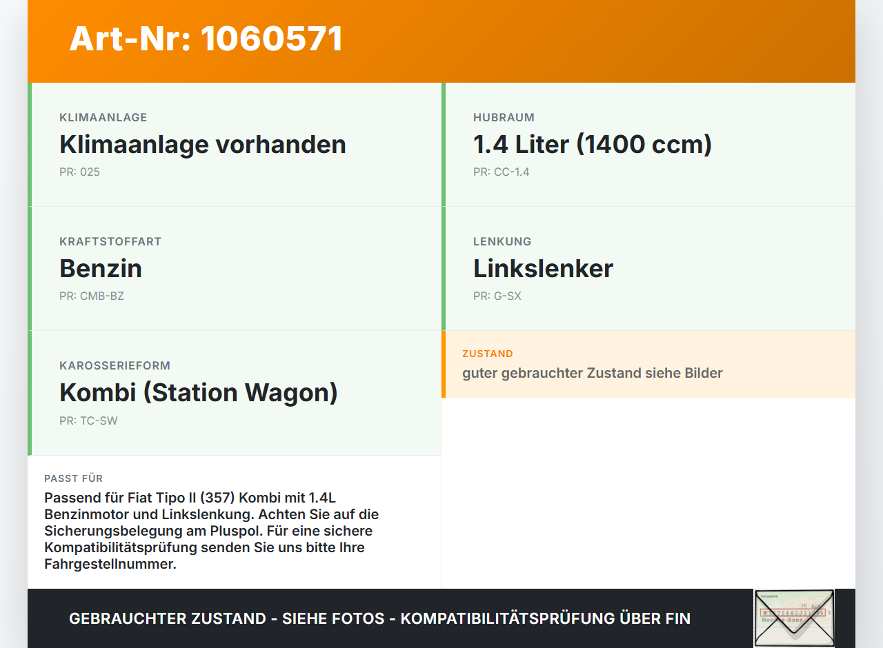 Fiat Tipo II 357 16-20 Kombi Batteriekabel Pluspol mit Sicherungshalter Fiat Tipo II 357 16-20 26.11.2018  gebraucht Vorschau 3
