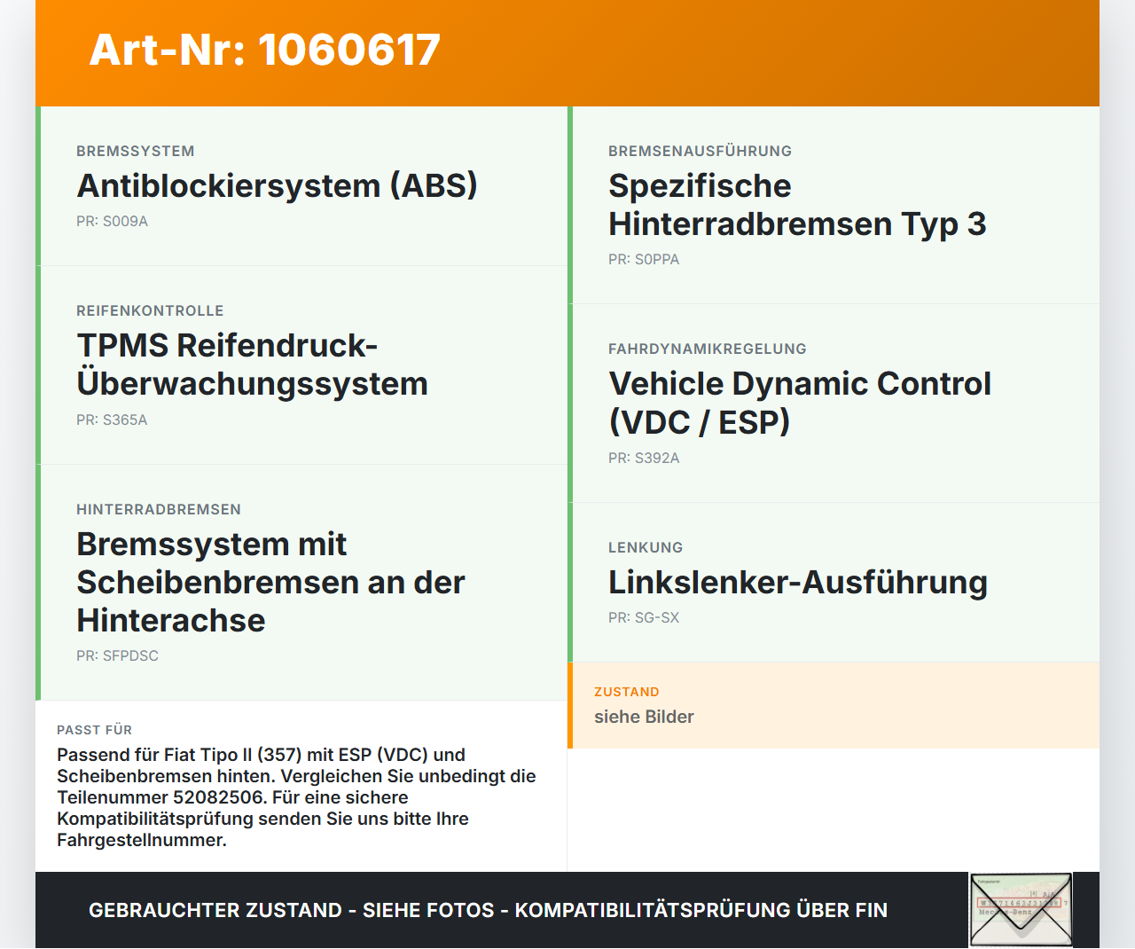Fiat Tipo II 357 16-20 ABS Steuergerät Hydraulikblock ESP Fiat Tipo II 357 16-20 26.11.2018  52082506 0265956480... Vorschau 3