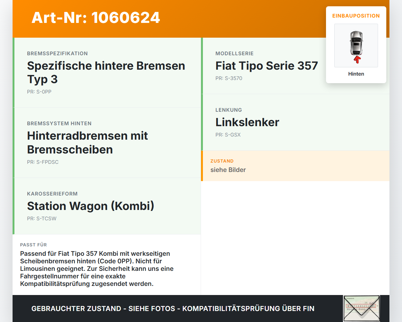 Fiat Tipo II 357 16-20 Kombi Hinterachse Achsträger mit Bremsscheiben Hinten Fiat Tipo II 357 16-20 26.11.2018 ... Vorschau 3